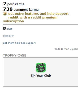 REDDIT ACCOUNT with 740 karma, Post KARMA 2 and Comment Karma 738, 6 years 5 months